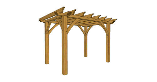 Oak flat roof garden pergola - oak,