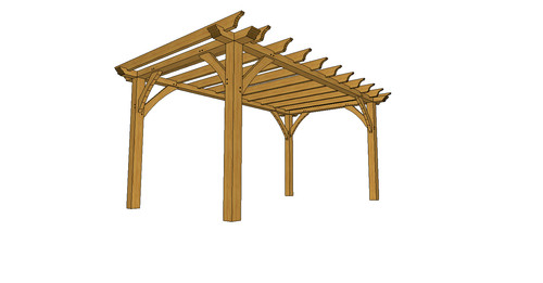 Oak flat roof pergola 5m - |, 2.5m
