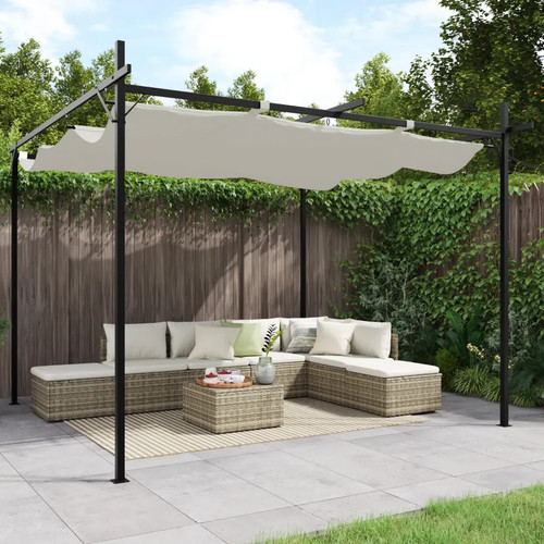 Pergola cream retractable roof - cream,