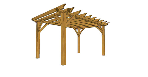 Flat roof oak pergola - oak,